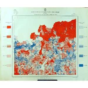   1933 Colour Map Italy Statistics Udine Land Ownership: Home & Kitchen