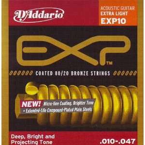  DAddario EXP Coated Acoustic Guitar 80/20 Bronze Extra 