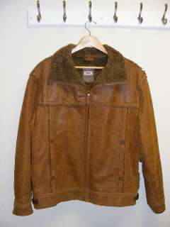 Vintage Guess Suede Leather Jacket Coat Mens L Faux Sherpa Lined 