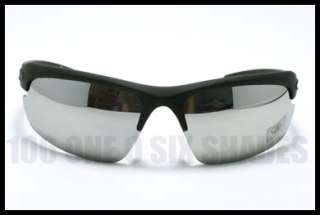 WATER SPORTS Unisex Sunglasses Wrap Around Matte BLACK with Half Rim 