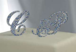 Custom Initials Swarovski Crystals Wedding Cake Topper  