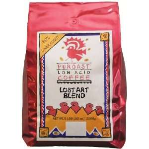   Low Acid Coffee Low Acid Lost Art Blend Grind Whole Bean, 5 Pound Bags