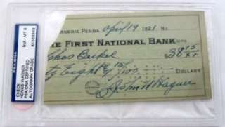 Honus Wagner Pittsburgh Pirates Signed 1921 Check PSA/DNA Graded NM MT 