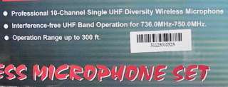  Channel Single UHF Diversity Wireless Microphone up to 300 foot range