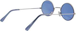 60s Spectacles Blue Round Lens Silver Hippie Sun Glasses 3002LT  