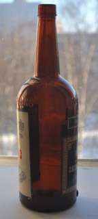1940s Denmark CHERRY HEERING Brown Glass Bottle LABELS, SUPER NICE 