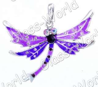 6pc Dragonfly Enamel&White Gold Plated 45*61MM Pendants  