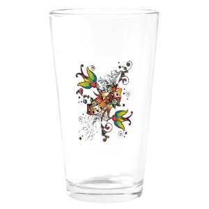  Pint Drinking Glass Live Free Birds   Peace Symbol Sign 
