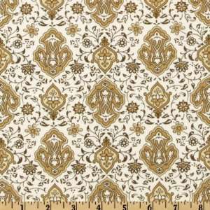  44 Wide Cream/Gold Tiles The Calisto Collection Fabric 