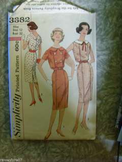 Misses Dress Vintage Sewing Pattern Simplicity 3382  