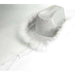  Party Supplies hat cowboy white lame and fur Toys & Games