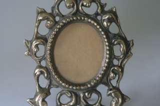   Victorian Cast Metal Gold Gilt Picture Frame Flourished Leaf Design