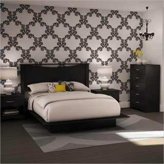 South Shore Maddox Full/Queen Platform Bed Set in Pure Black Finish 