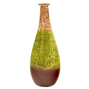   Tall Art Vase With Scaled Red Green And Orange Finish