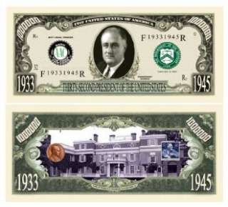 Franklin D Roosevelt FDR Million Dollar Bill (5/$3.00)  