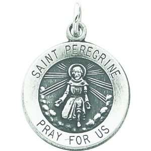  Sterling Silver Saint Peregrine Round Medal Jewelry