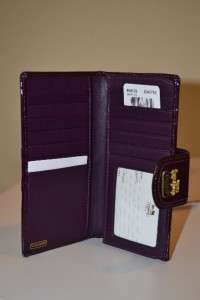 COACH NWT New MADISON PATENT LEATHER SKINNY WALLET Plum 46618 Berry 