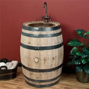  Whiskey Barrel Bar Sink with Hammered Copper Basin: Home 
