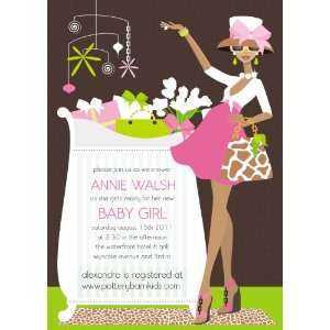  Chic Crib Mom Invitation   Pink (Afr. Amer.) Baby