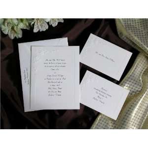   White Deeply Embossed Rose Wedding Invitations