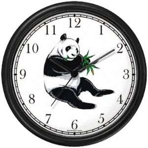  Eating Bamboo Giant Panda or Panda Bear Animal Wall Clock 