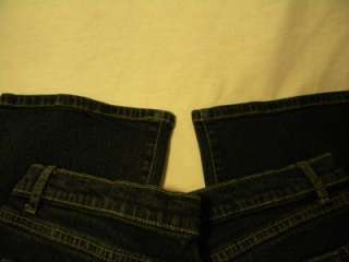 Willi Smith Cropped Jeans with tan stitching on the back pockets.