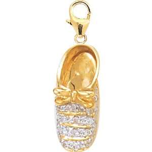  14K Yellow Gold Diamond GirlS Bootie Charm: Jewelry