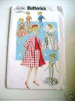 BUTTERICK 6496 Barbie Retro11½ DOLL CLOTHES PATTERN  
