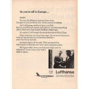  1968 Lufthansa Airlines Senator Service Europe Print Ad 
