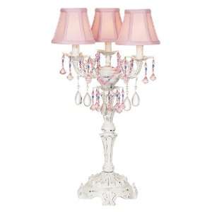  Pretty in Pink Three Light Candelabra Table Lamp: Home 