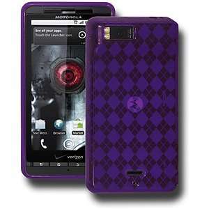 : New Amzer Luxe Argyle Skin Case Purple For Verizon Motorola Droid X 