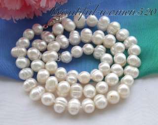 wholesale 10Pcs 17 8mm round white Freshwater cultured pearl necklace 