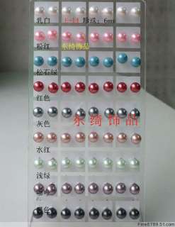 Wholesale 36Pairs Fahion Party New 6mm Man made Pearl Plastic Bead 