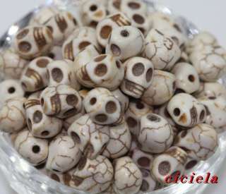 Wholesale 20/50/100pcs Turquoise Carved Skull Loose Beads 10 Colors 