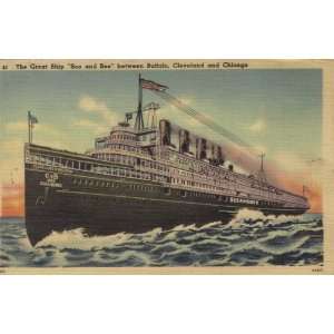  The Great Ship See and Bee Great Lakes Post Card 50s 