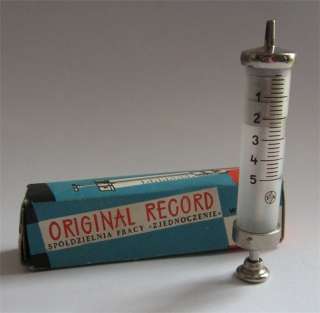 Medical VINTAGE Glass Syringe RECORD 5ml made in Poland  