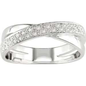  14K White Gold 1/6 ctw Diamond Criss Cross Ring: Jewelry