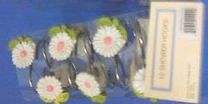 White Pink Daisy Daisies Floral Flowers Shaped Shower Curtain Hooks 