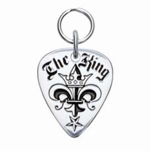  The King Sterling Silver Guitar Pick Dog ID Tag Jewelry