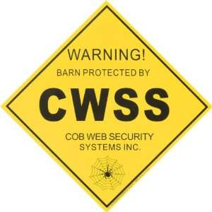 Cob Web Security Caution Sign   Yellow 
