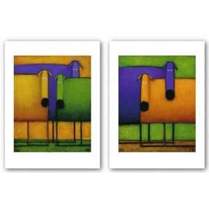   , Green and Purple Dogs Set by Daniel Patrick Kessler: Home & Kitchen