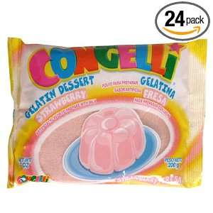 Con Gelli Strawberry Gelatin with Milk, 7 Ounce Bags (Pack of 24 