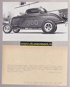 1934 FORD 3 WINDOW COUPE Drag Racing Car 1964 EXHIBIT CARD Ron 