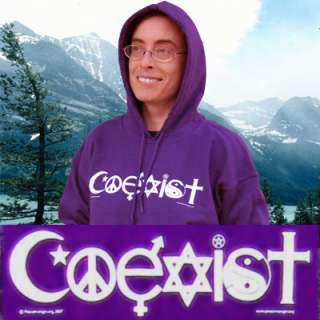 COEXIST Purple Hoodie Hooded Sweatshirt Small Peace Tolerance Sweat 