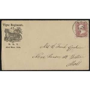 Civil War envelope,43rd Massachusetts Infantry Regiment insignia,Tiger 