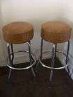 Vintage Two Brown marble Mid Century c1960 Admiral Chrome Bar Stools
