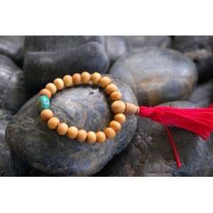  Sandal Wood Wrist Mala with Turquoise Spacer: Everything 