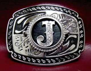 Initial Letter J Medallion Western Style Belt Buckle Made in the USA 
