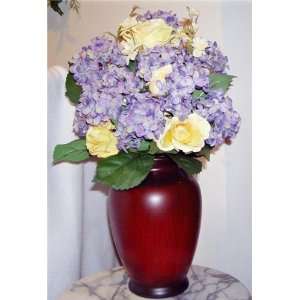  Purple Silk Hydrangea & Yellow Rose Floral Arrangement 