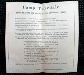 1941 antique CHESTER COUNTY PA GIRL SCOUT CAMP TWEEDALE BROCHURE 
